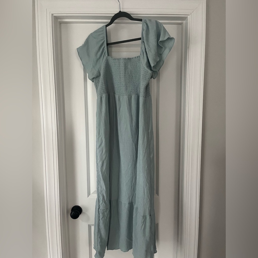 Light Green Maternity Dress with Flutter Sleeves
